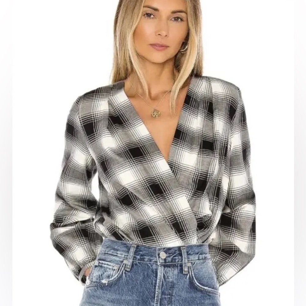Amanda Uprichard Black and White Plaid Bodysuit